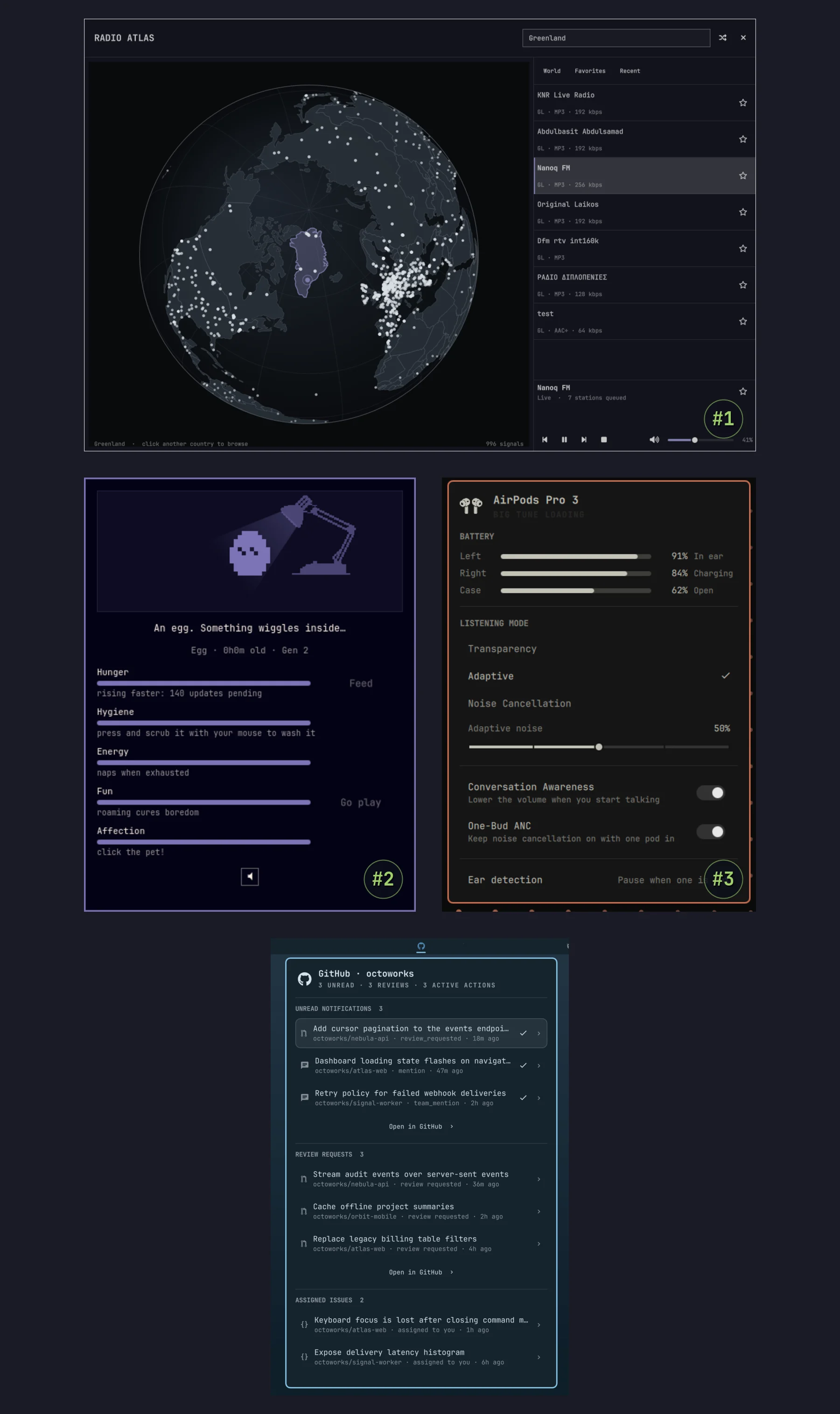 Radio Atlas، Omagotchi، AirPods و GitHub